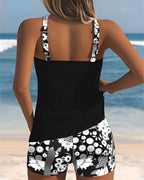 Two-Piece Swimsuit Floral Tank Shorts