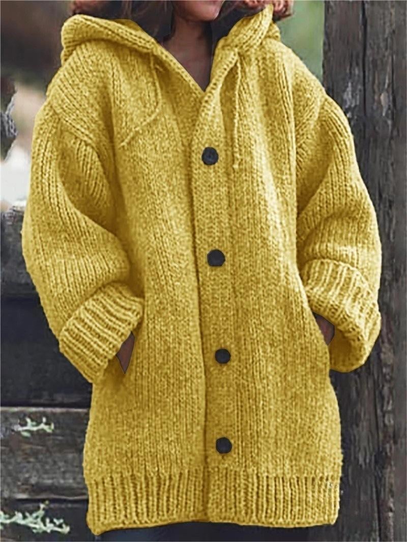 Women's Long Cardigan Hooded Oversized Knit Open Front Layering