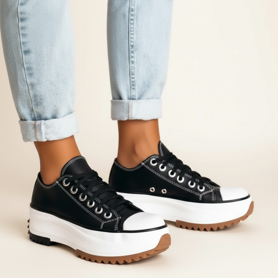 Fall Platform Canvas Sneakers — Chunky Sole Lace-Up Shoes