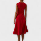 Draped Asymmetric Midi Dress Sleeveless