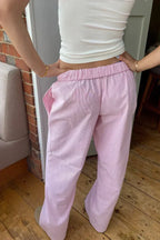 Women's Striped Pants Elastic Waist Loose Fit Relaxed Casual
