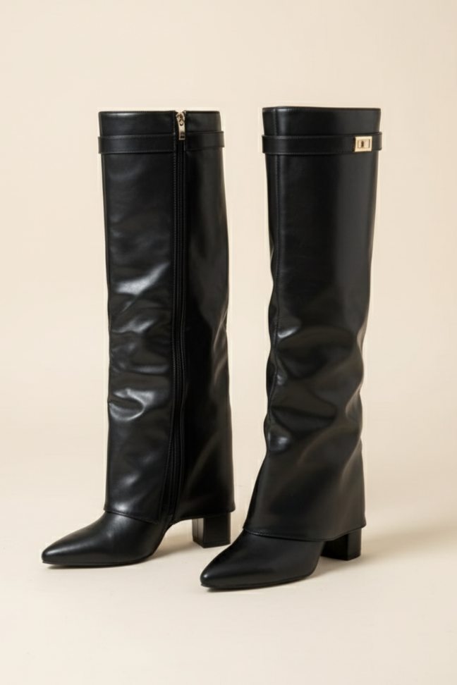 Fall Suede Slouch Knee-High Boots — Foldover Shaft Minimalist Design