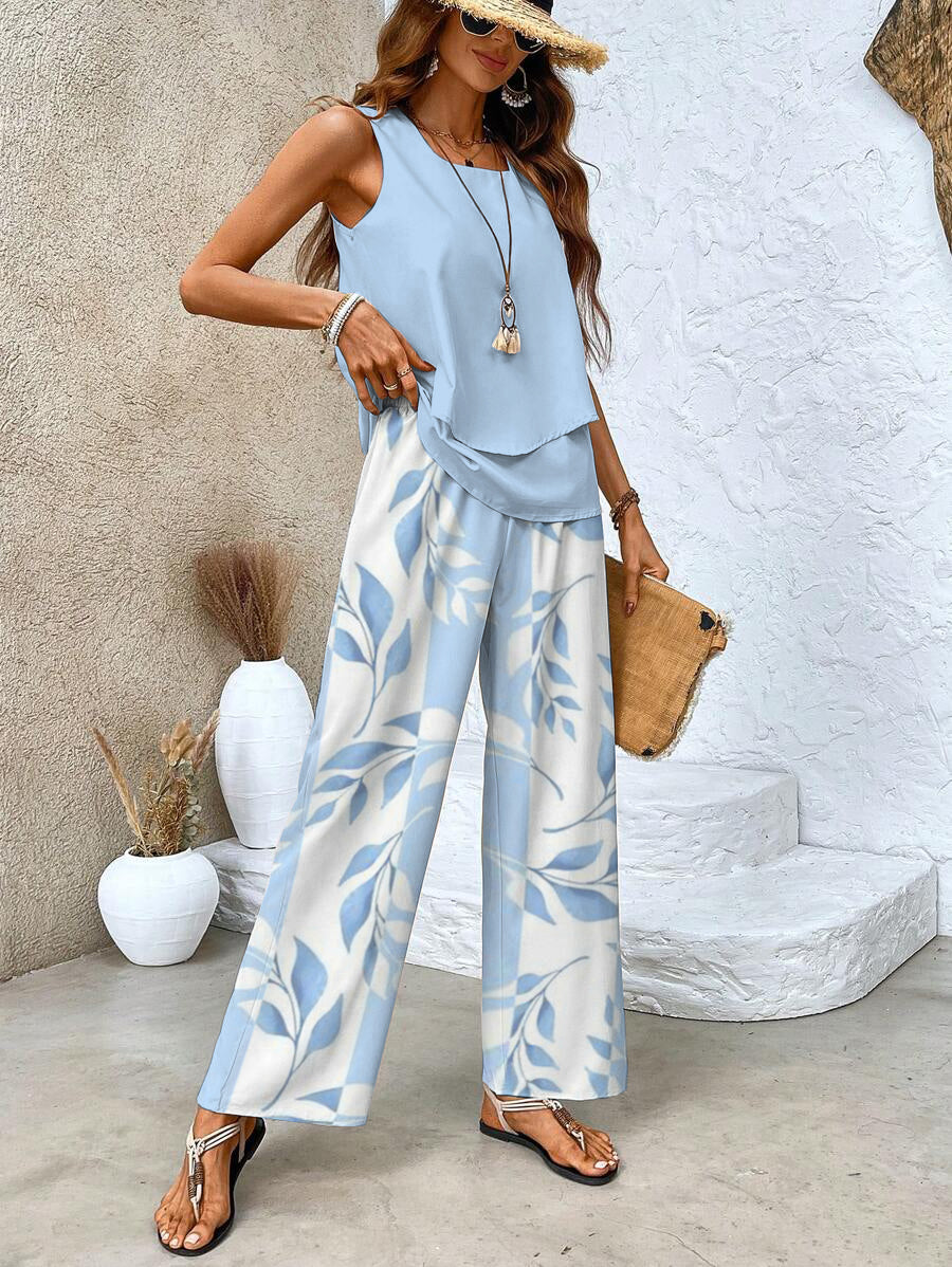 Two-Piece Set Sleeveless Top Wide-Leg Pants