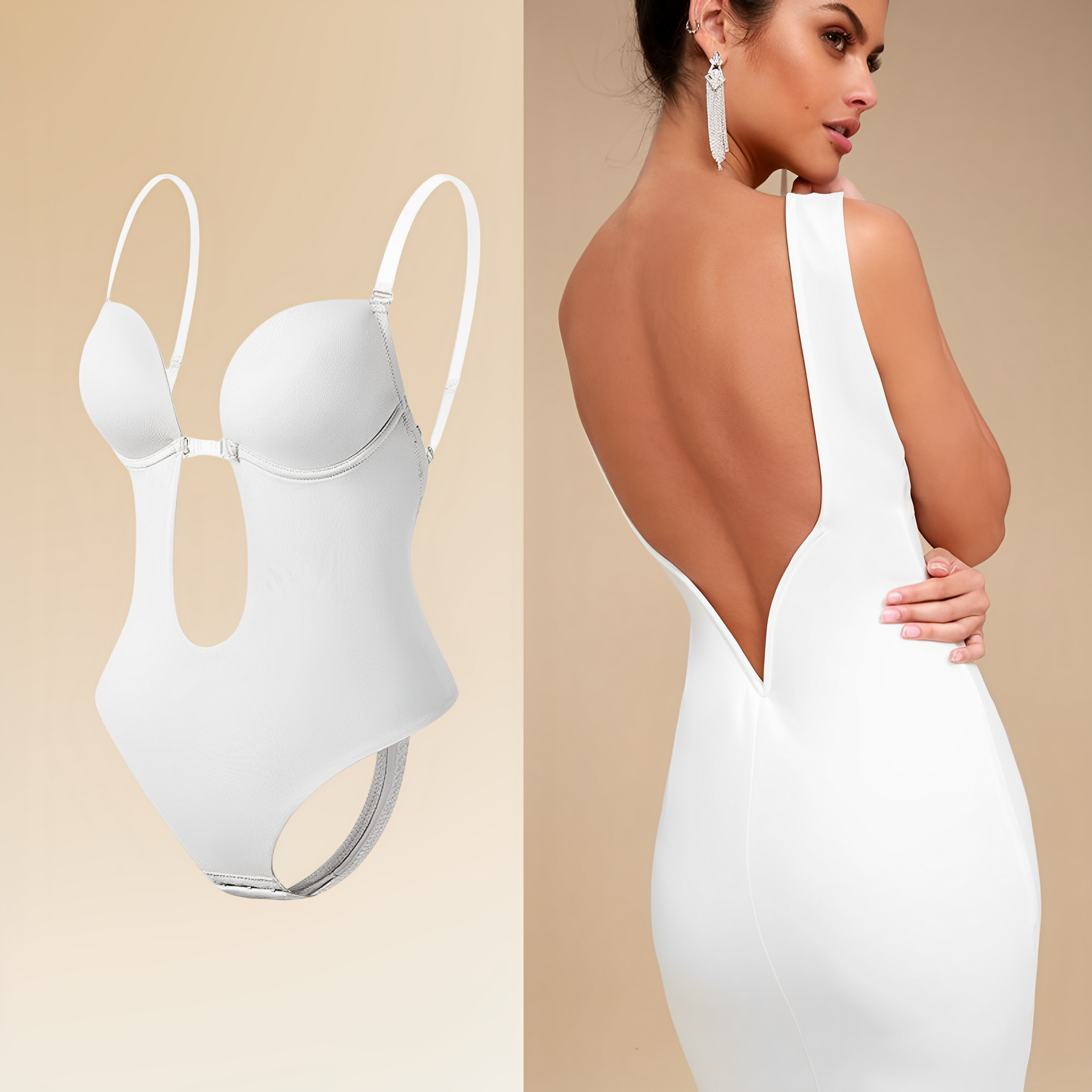 Backless Bodysuit Bra Invisible Support