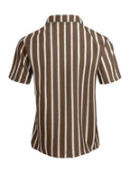 Mens Short Sleeve V Neck Stripe Shirt