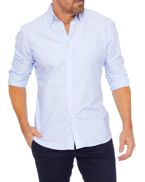 Mens Oxford Shirt Slim Fit Stretch Zip Closure Five Color