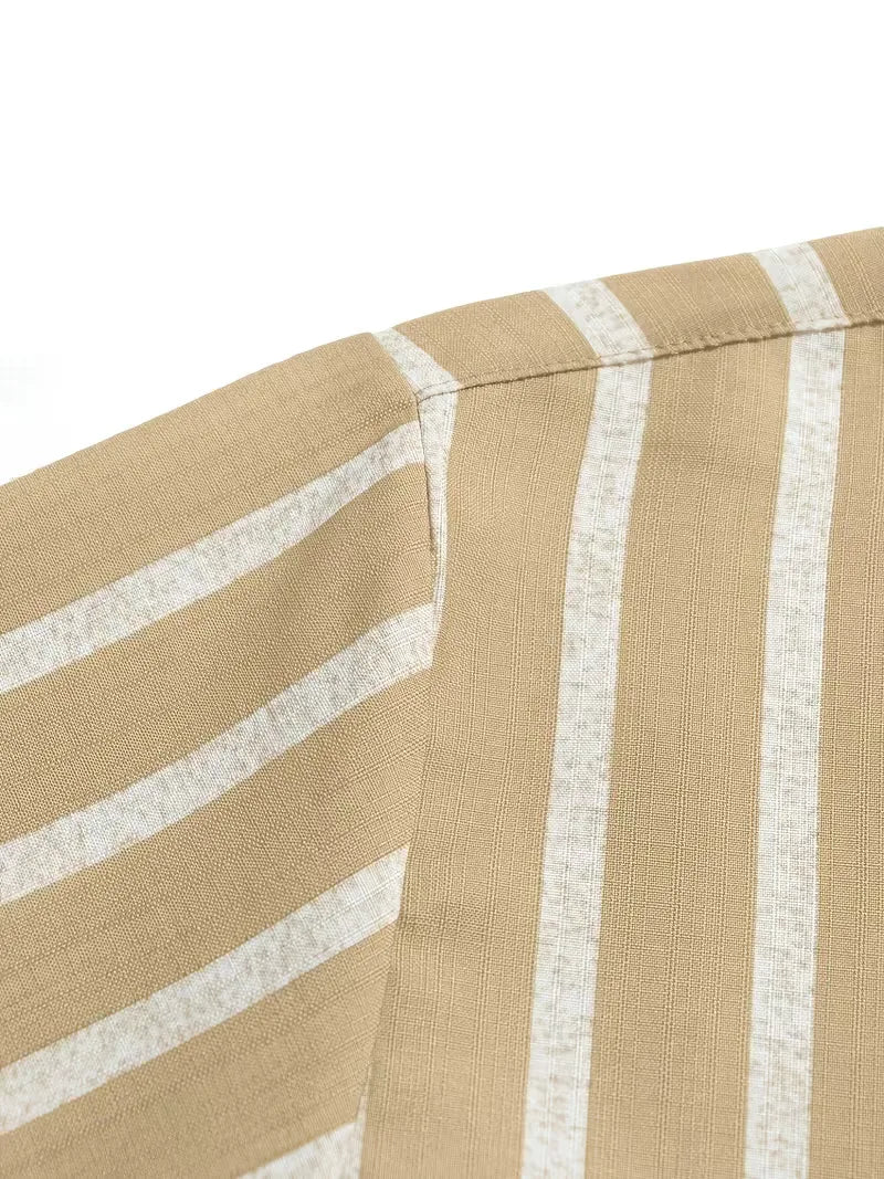 Mens Short Sleeve V Neck Stripe Shirt