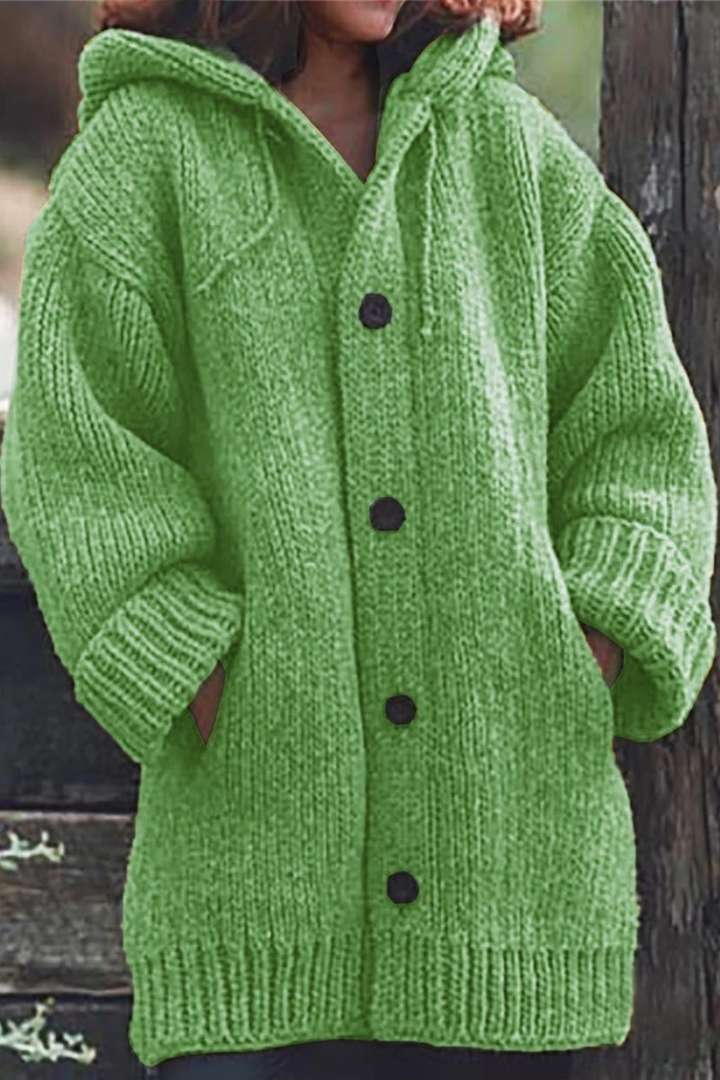Women's Long Cardigan Hooded Oversized Knit Open Front Layering