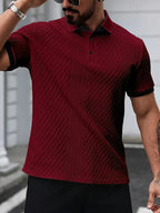 Mens V Neck Polo Jacquard Pattern
