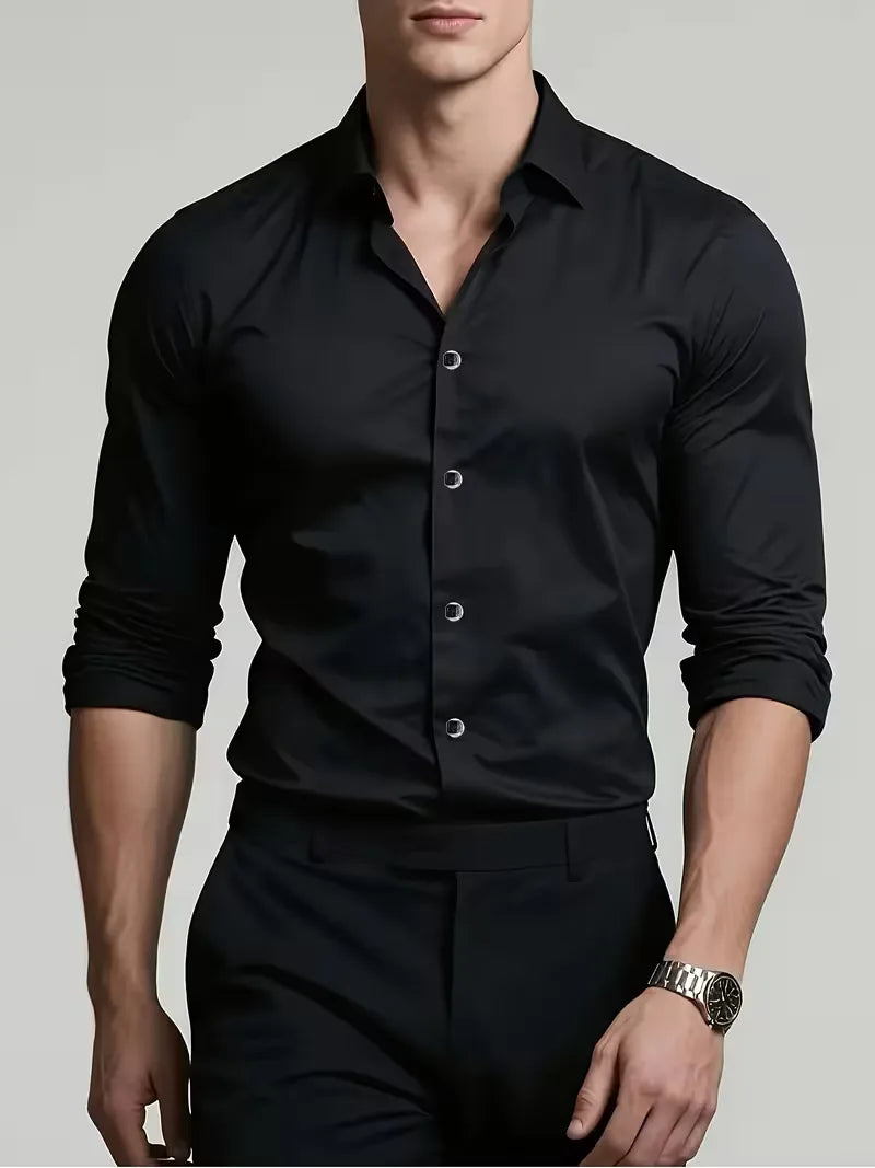 Mens Slim Fit Mandarin Collar Shirt