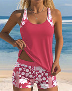 Two-Piece Swimsuit Floral Tank Shorts