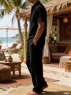 Mens Summer Linen Set Short Sleeve