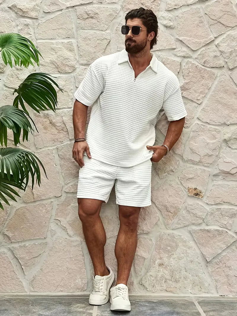 Mens V Neck Top and Shorts Set