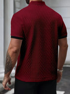 Mens V Neck Polo Jacquard Pattern