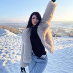 Faux Fur Winter Coat Plush Soft Warm Look Cosy