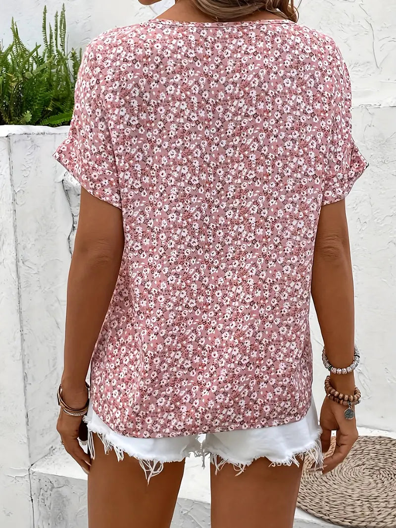 Floral Print Blouse Button-Up