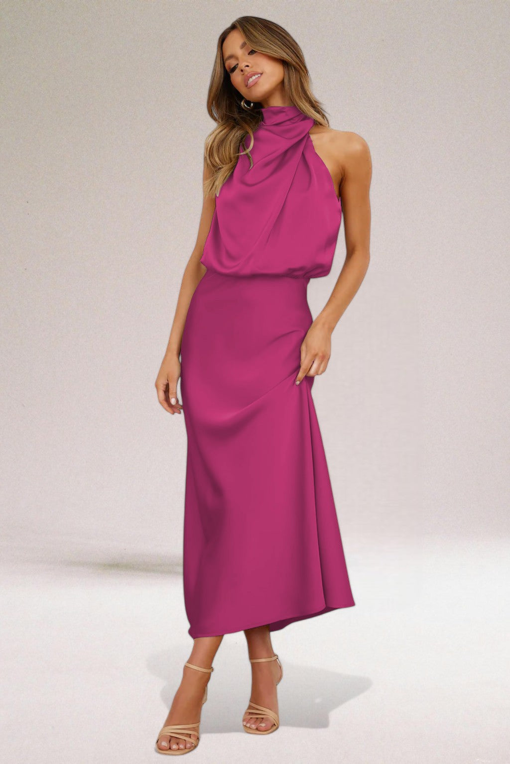Halter Neck Dress Satin