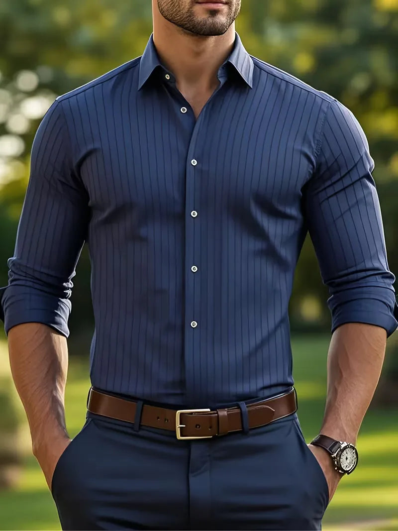Mens Slim Fit Mandarin Collar Dress Shirt