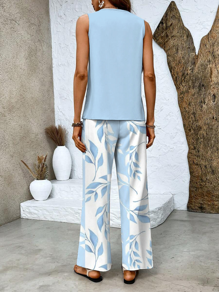 Two-Piece Set Sleeveless Top Wide-Leg Pants