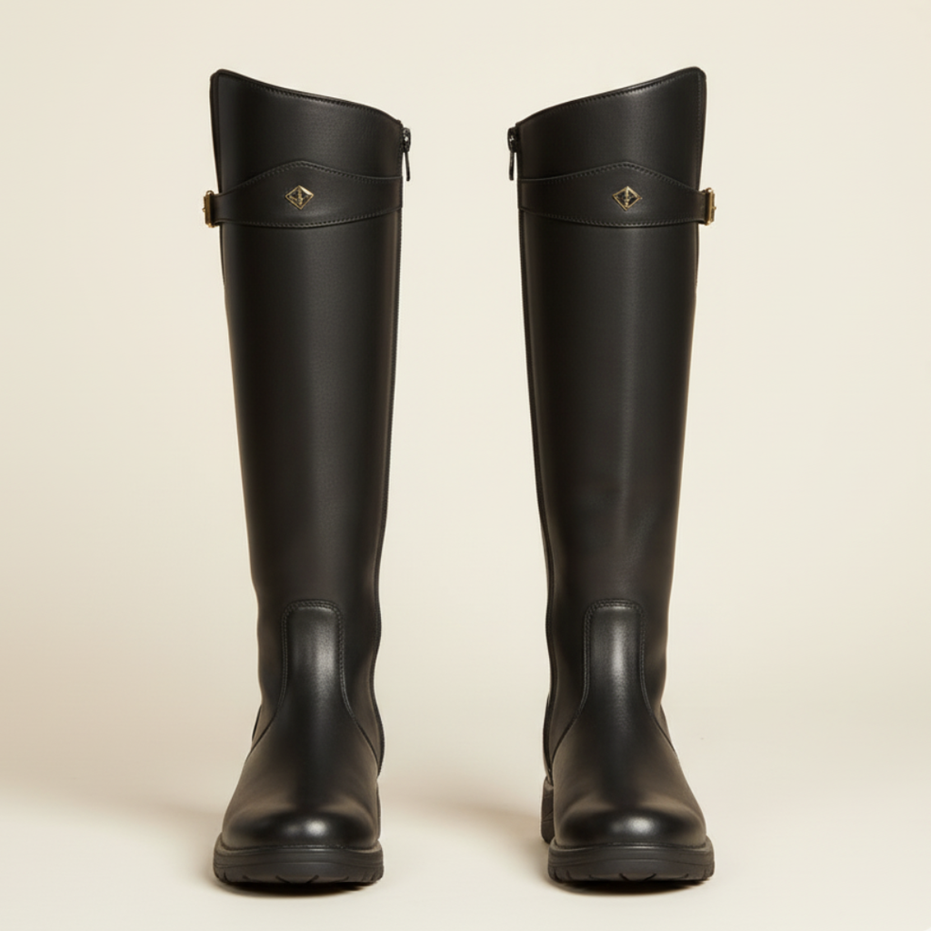 Fall Riding Knee-High Boots — Waterproof Buckle Detail Outdoor Design
