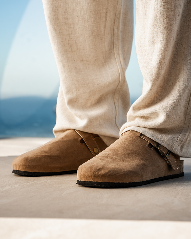 Mens Suede Clog Ergonomic Footbed Five Color