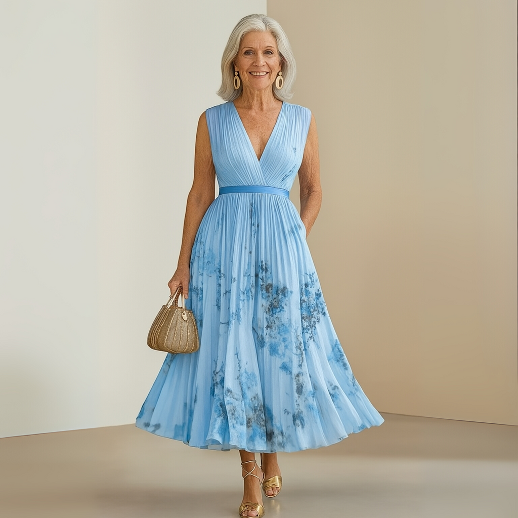Flowy Sleeveless Maxi Dress V-Neck
