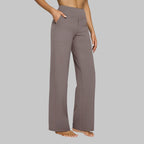 Soft Jersey Trousers Straight Leg Elastic Waist Pockets