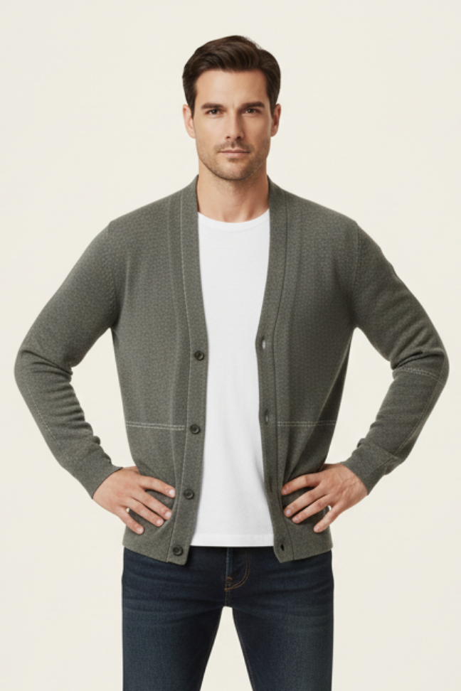 Fall Wool Knit Cardigan — Minimalist Open-Front Sweater with Fine Stitch Detailing