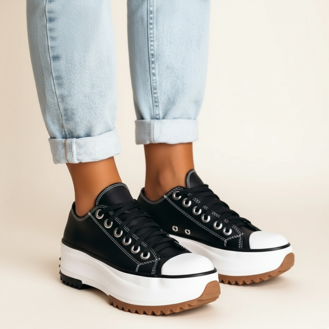Fall Platform Canvas Sneakers — Chunky Sole Lace-Up Shoes