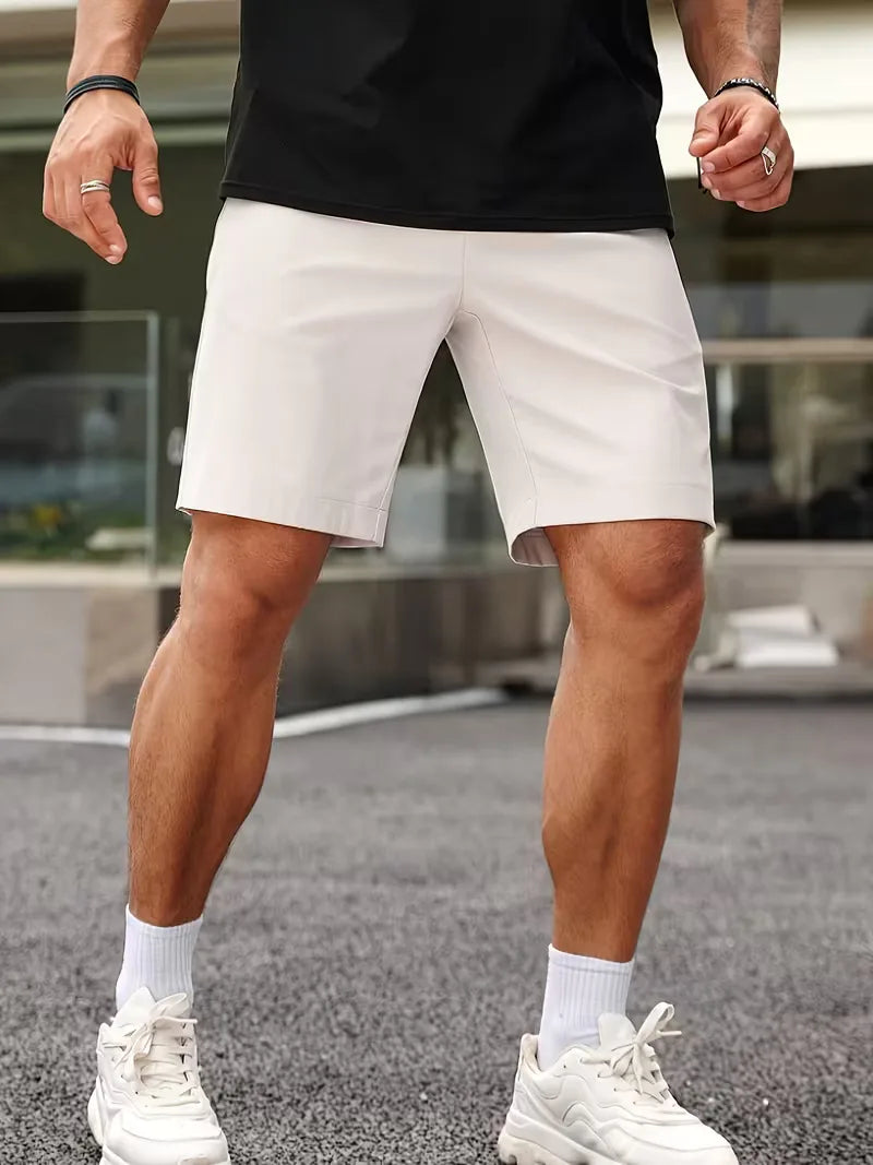Mens Casual Shorts Button Side Pockets