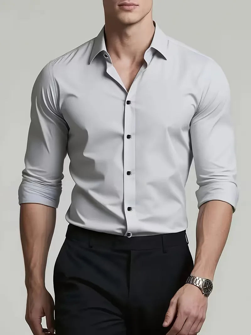 Mens Slim Fit Mandarin Collar Shirt
