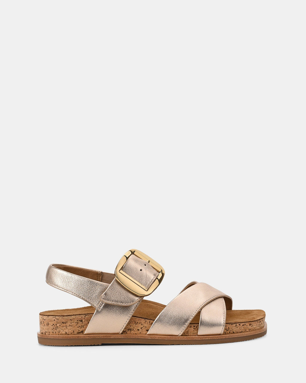 Womens Gold Cross Strap Buckle Summer Sandals Eight Size