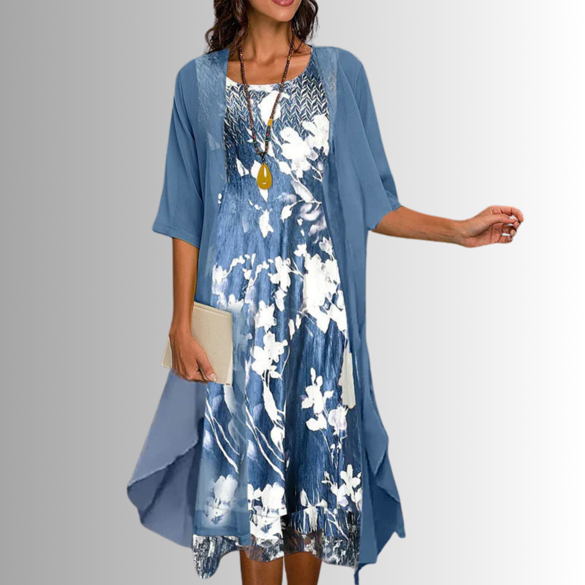 Two-Piece Set Short Sleeve Blouse Dress