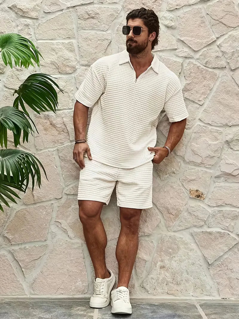 Mens V Neck Top and Shorts Set