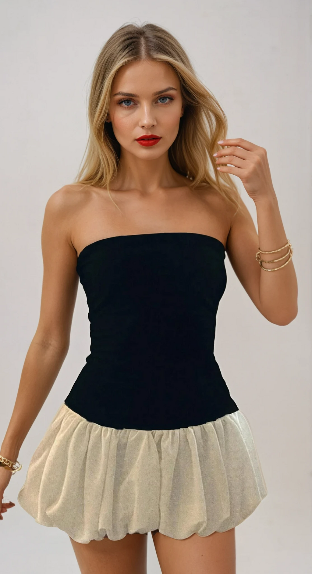 Drop Waist Bubble Hem Party Dress