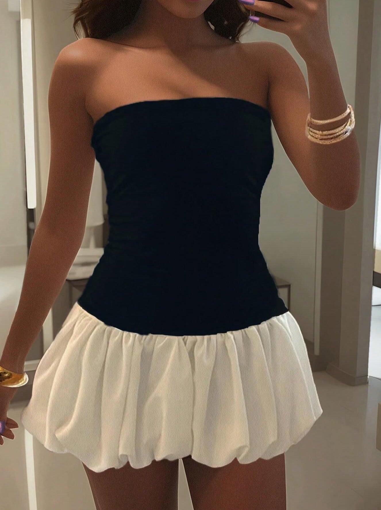 Drop Waist Bubble Hem Party Dress