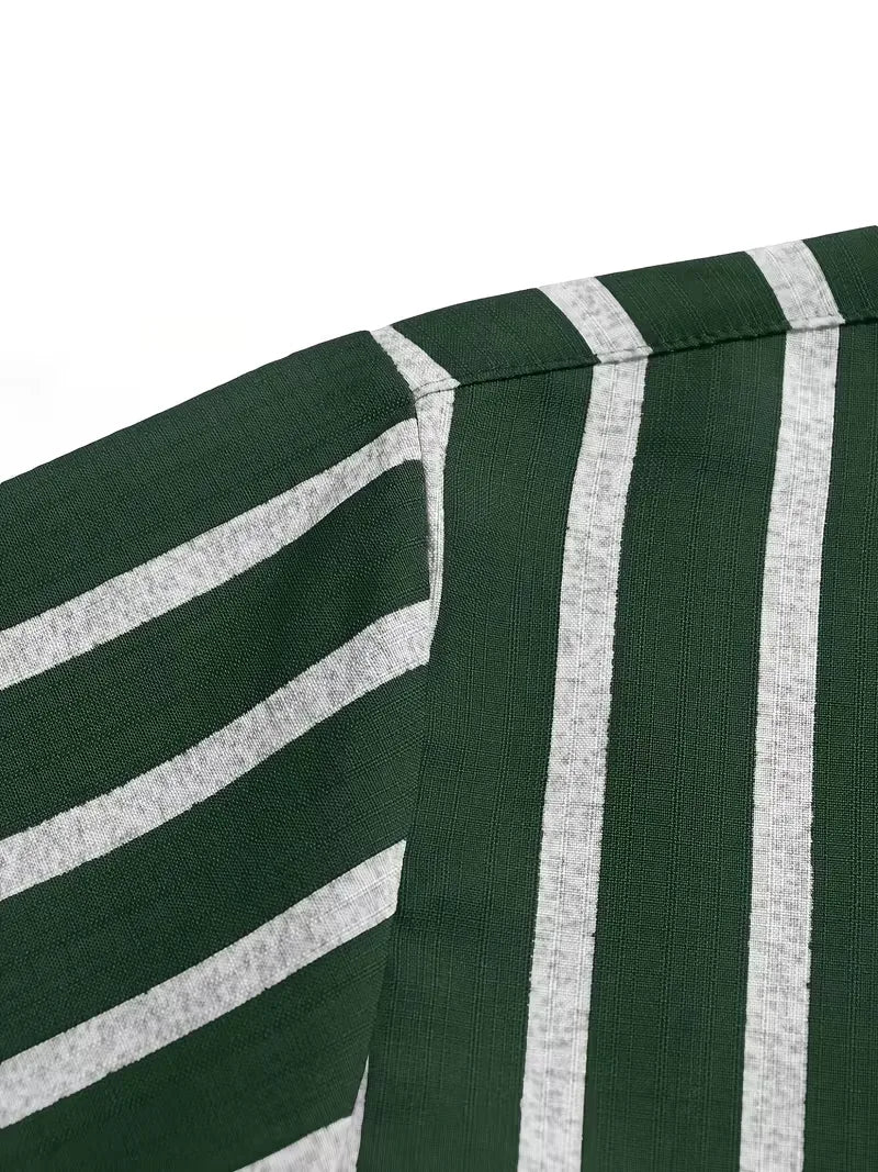 Mens Short Sleeve V Neck Stripe Shirt