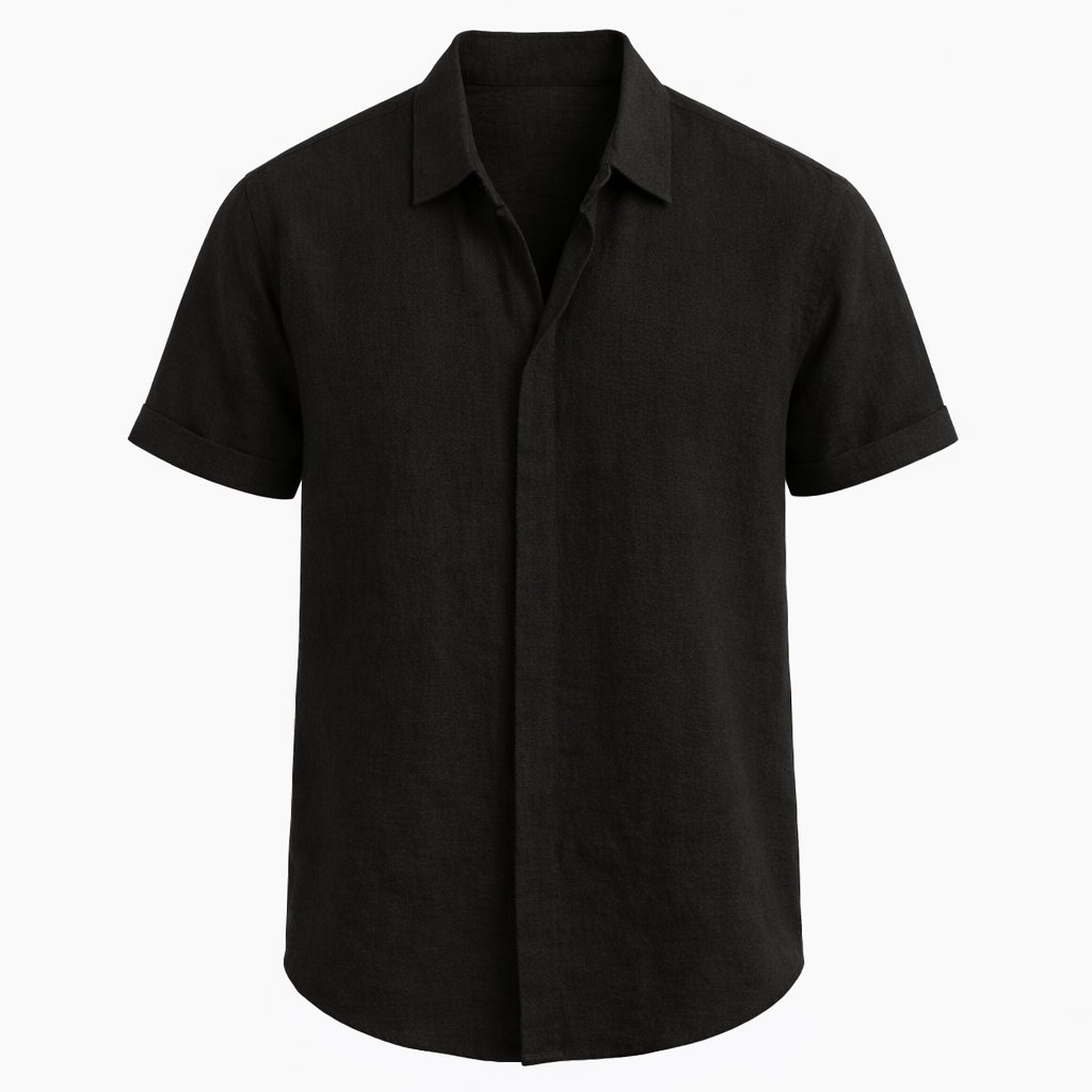Mens Linen Shirt Long Sleeve Classic Collar Five Color