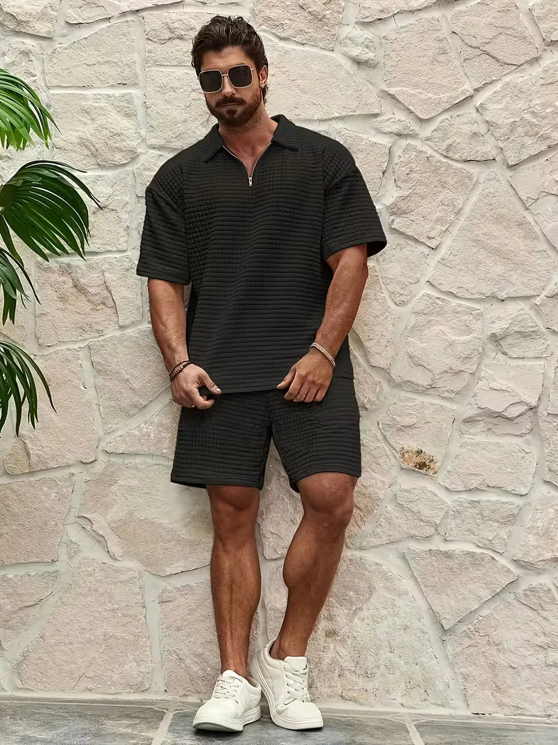 Mens V Neck Top and Shorts Set