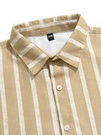 Mens Short Sleeve V Neck Stripe Shirt