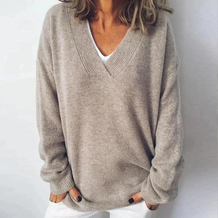 Women's V Neck Sweater Soft Knit Cozy Everyday Classic