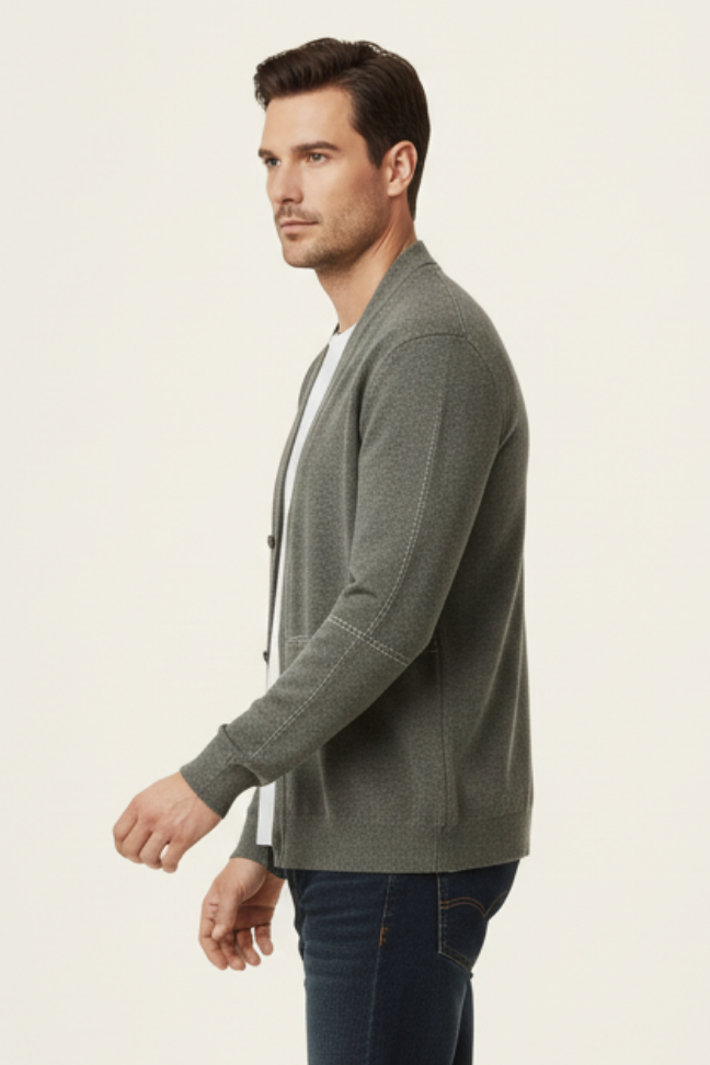 Fall Wool Knit Cardigan — Minimalist Open-Front Sweater with Fine Stitch Detailing