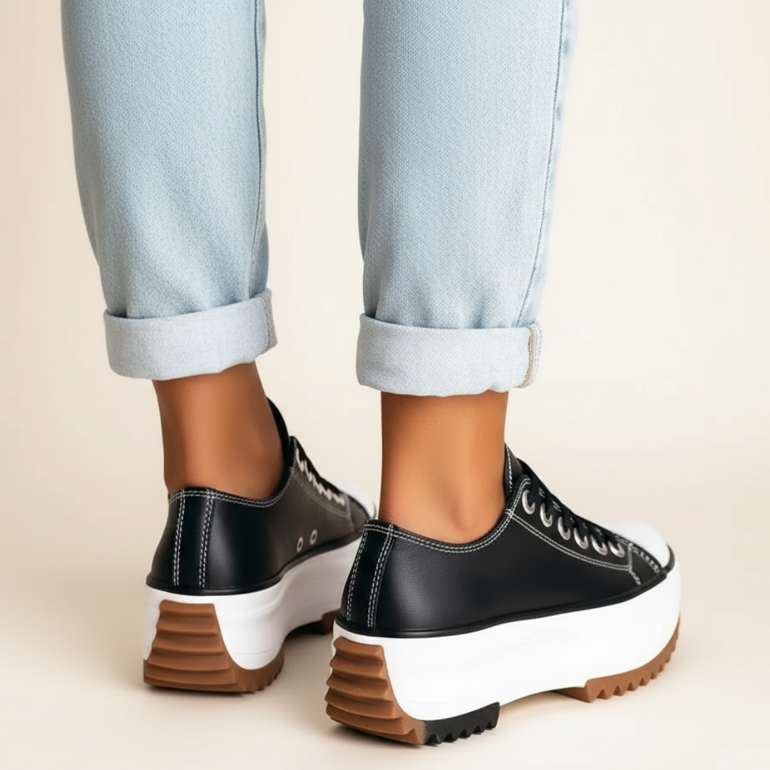 Fall Platform Canvas Sneakers — Chunky Sole Lace-Up Shoes