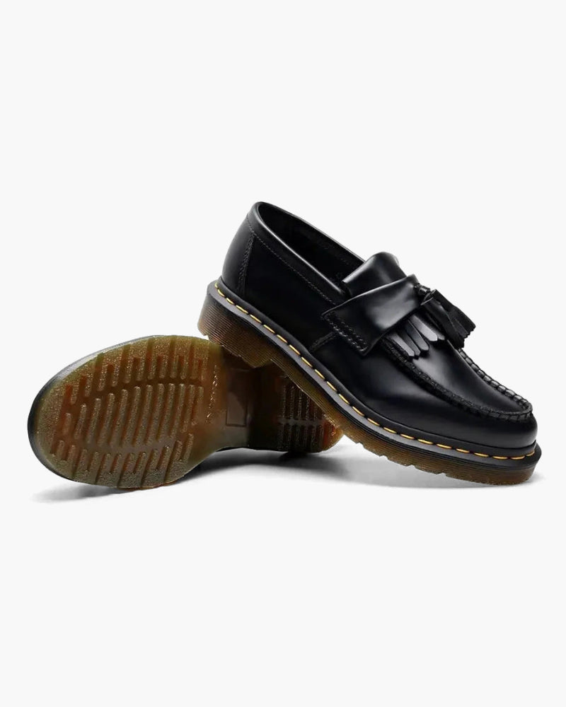 Mens Leather Loafer Tassel Profile Sole Black