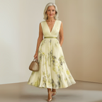 Flowy Sleeveless Maxi Dress V-Neck
