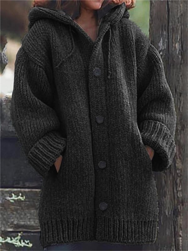 Women's Long Cardigan Hooded Oversized Knit Open Front Layering