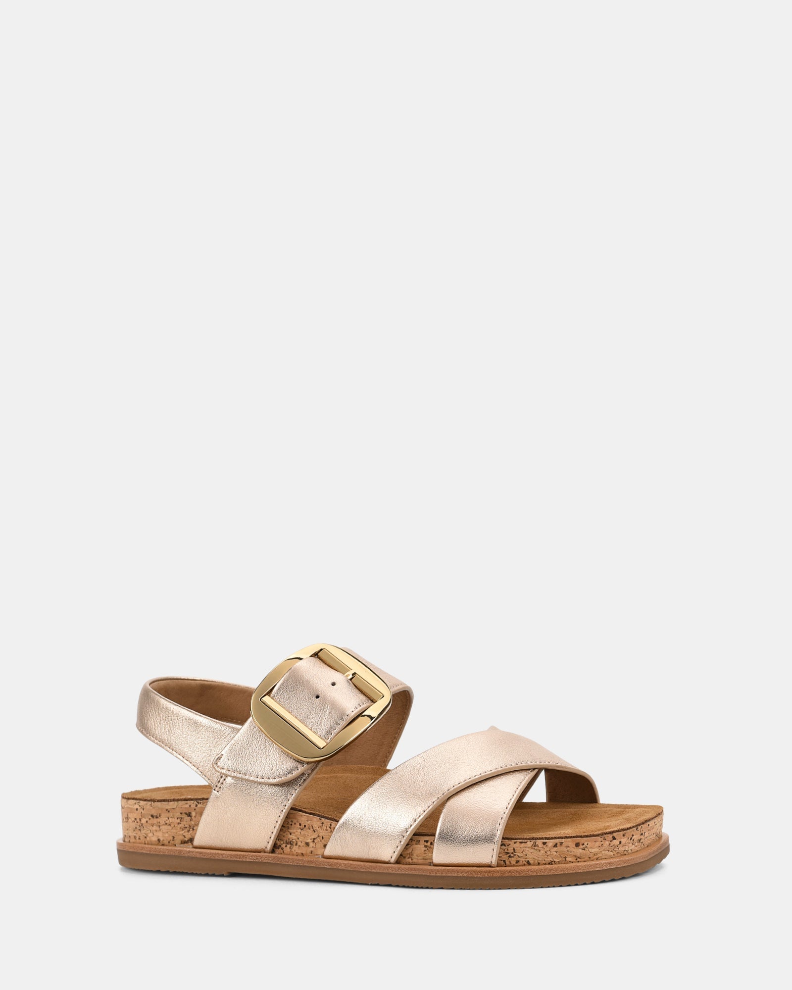 Womens Gold Cross Strap Buckle Summer Sandals Eight Size