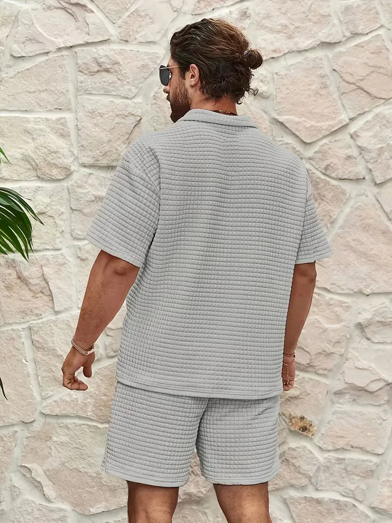 Mens V Neck Top and Shorts Set