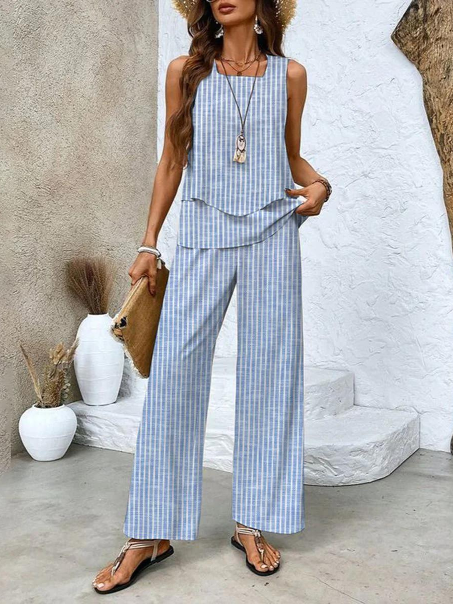 Two-Piece Set Sleeveless Top Wide-Leg Pants