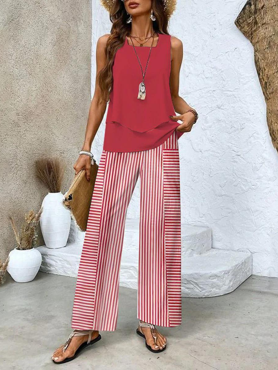 Two-Piece Set Sleeveless Top Wide-Leg Pants